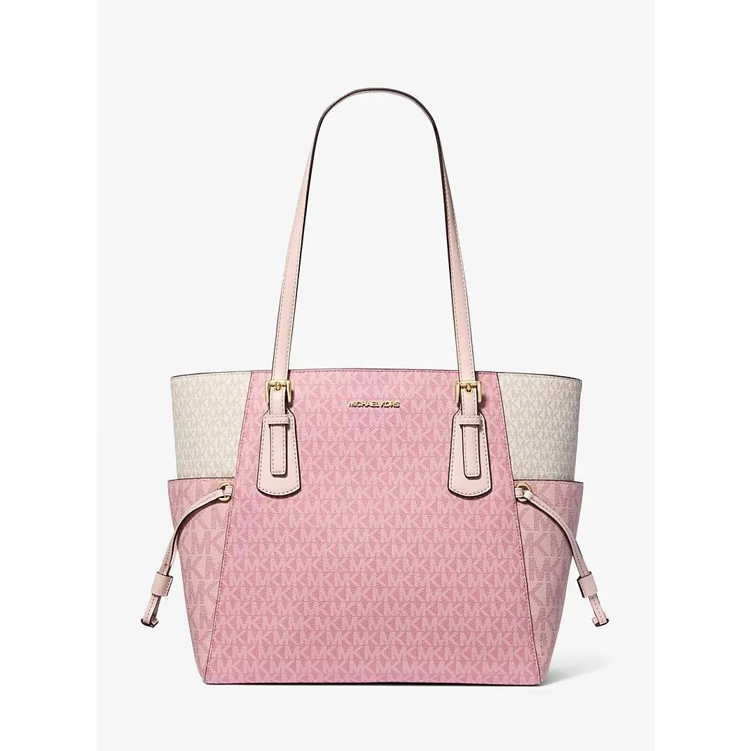 Michael Kors Voyager Large Signature Logo Tote Pink 18 X 11 X 5