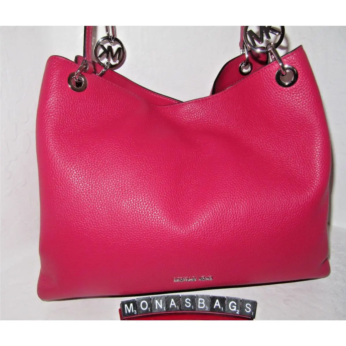 Michael Kors Christina Large Dark Raspberry Leather Shoulder Tote Bag
