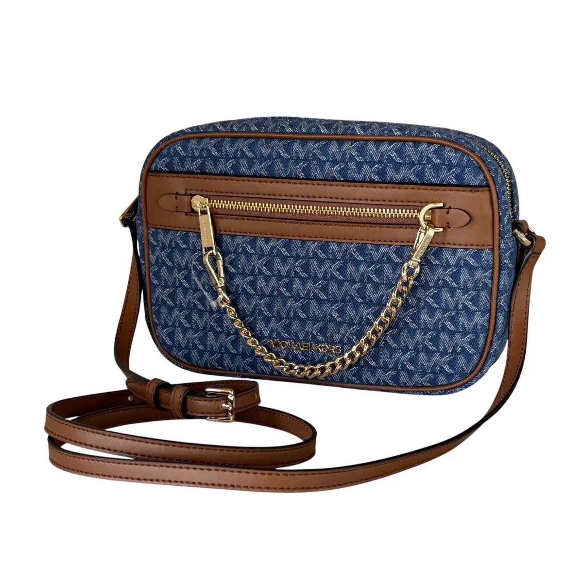 Michael Kors Jet Set Item East West Chain Crossbody Bag MK Denim Multi