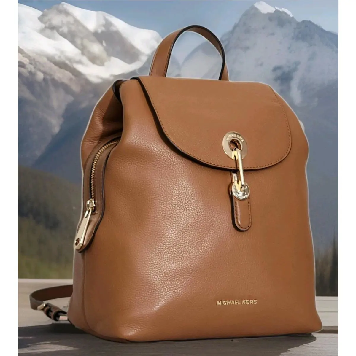 Michael Kors Raven Backpack Luggage Brown Leather Travel School Bag
