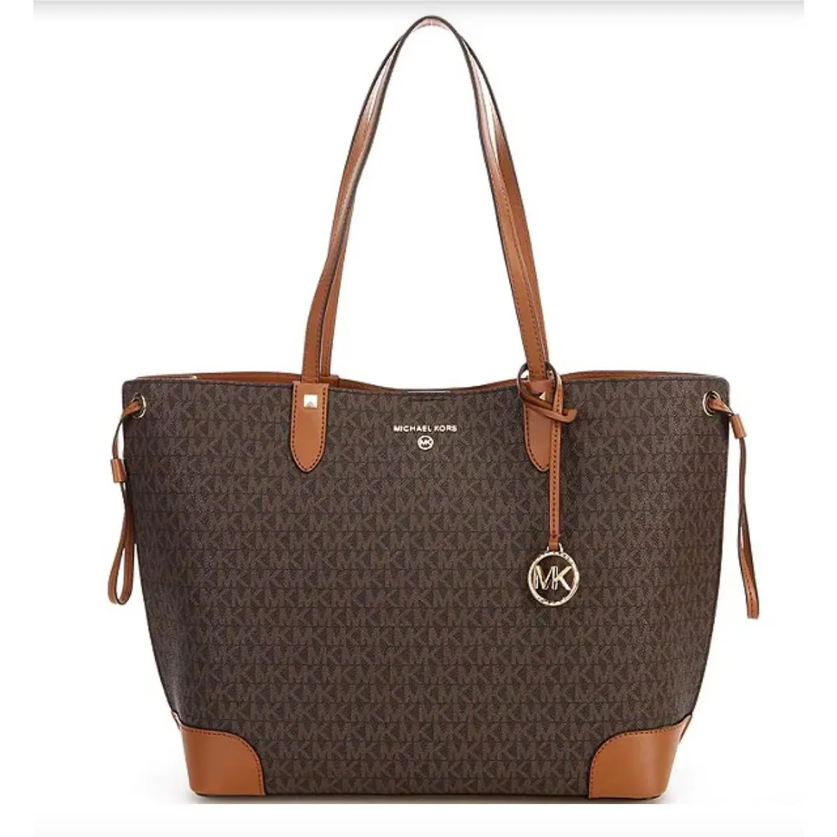 Michael Kors Edith Signature Logo Large Open Tote Bag Brown/akorn W/pouch