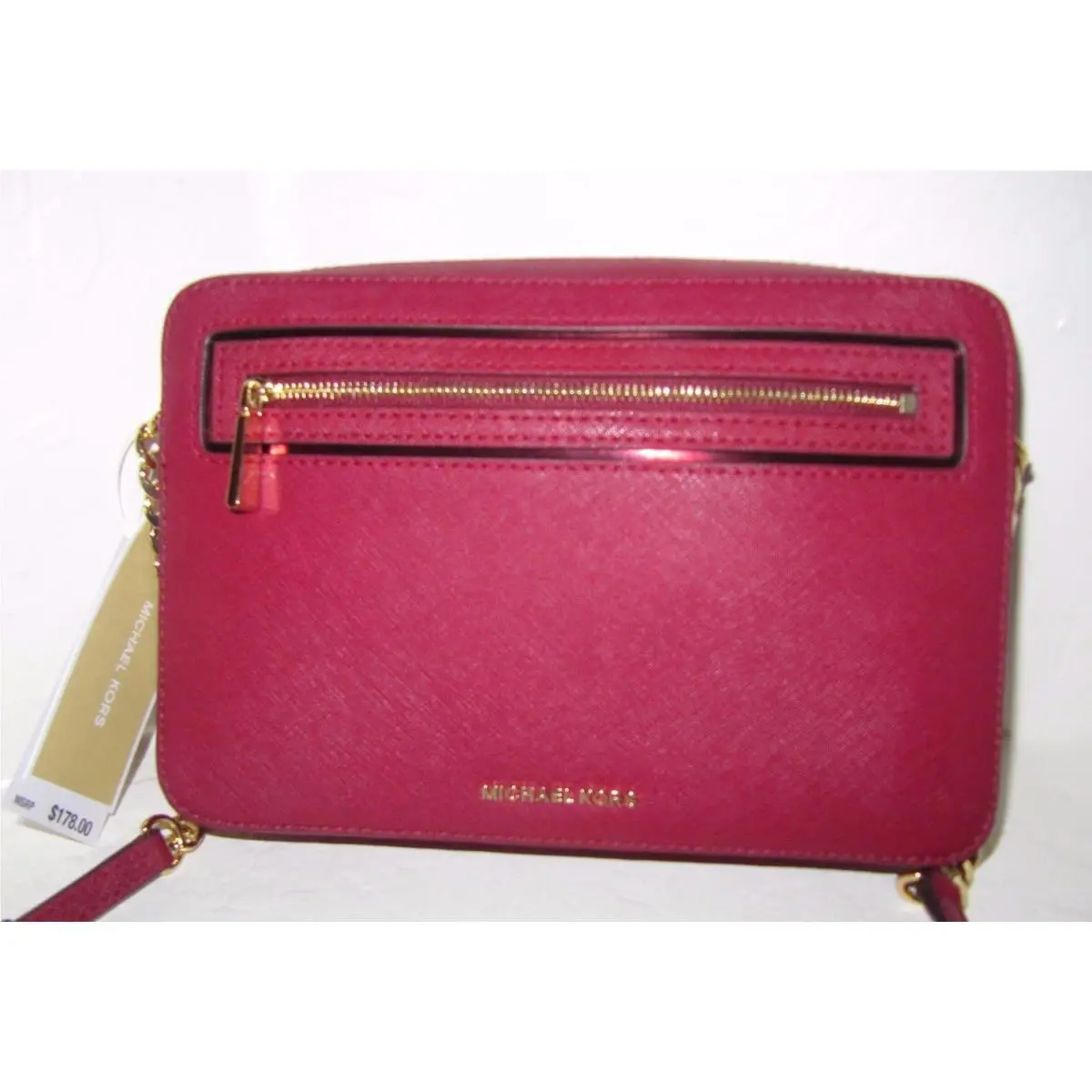 Michael Kors Large EW Crossbody Cherry Red Leather Handbag