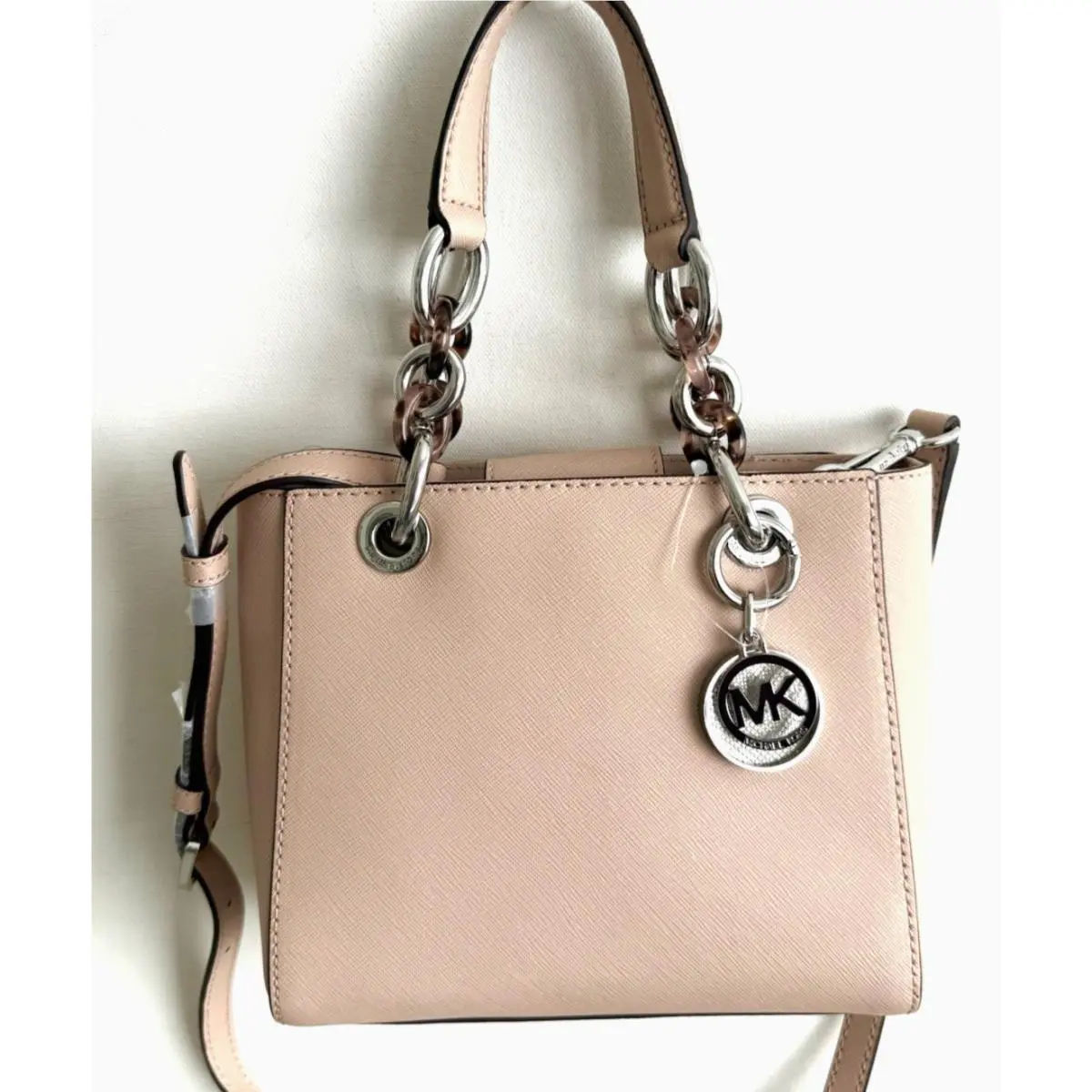 Michael Kors Cynthia Satchel Ballet Pink Leather Small Top Handle Crossbody