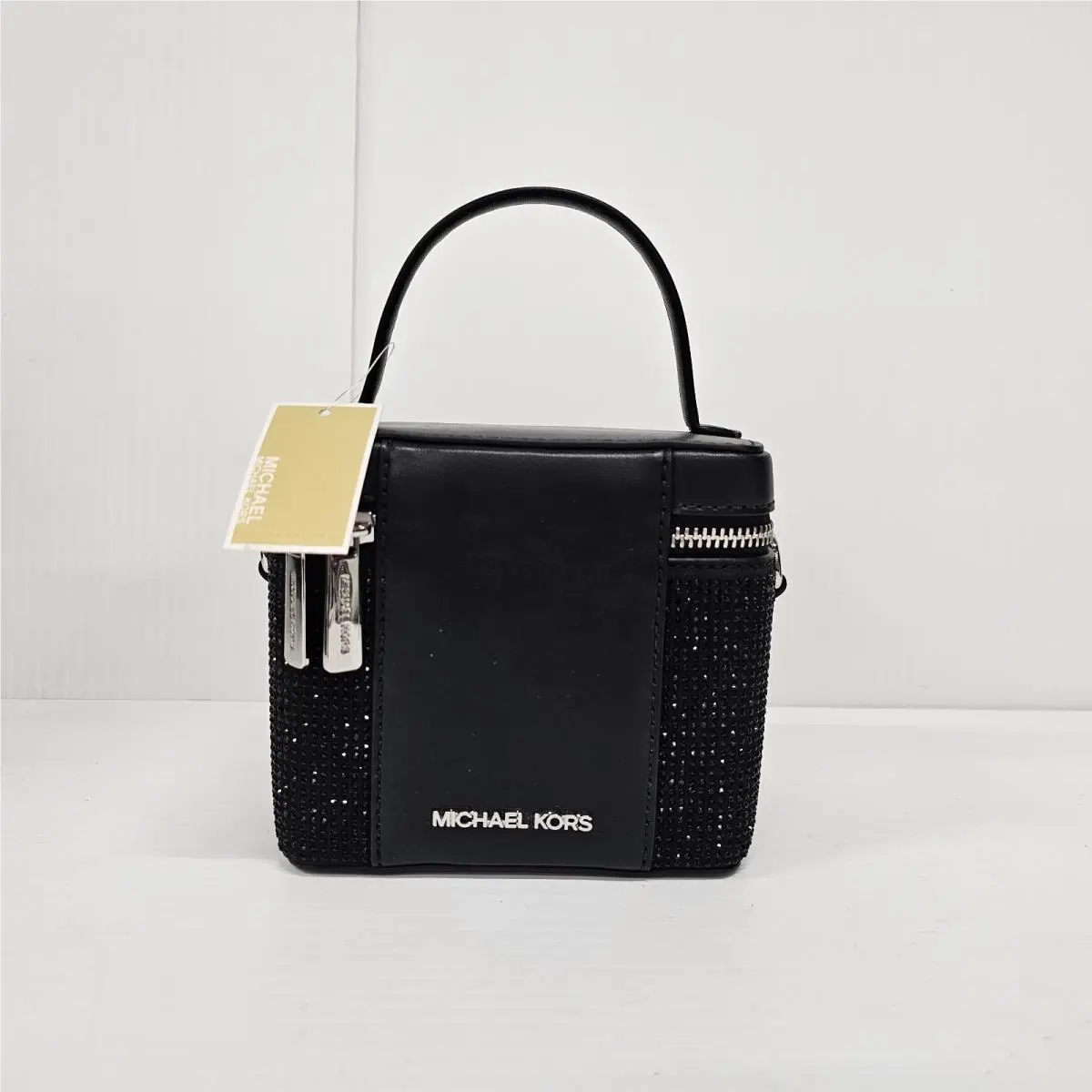 Michael Kors Sandrine Small Top Handle Bag Box Black Rhinestones 35F4SD2C1S