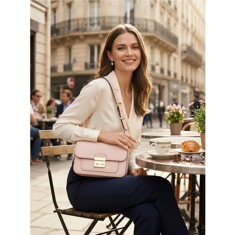 Michael Kors Sloan Medium Leather Shoulder Bag Soft Pink Dual Strap
