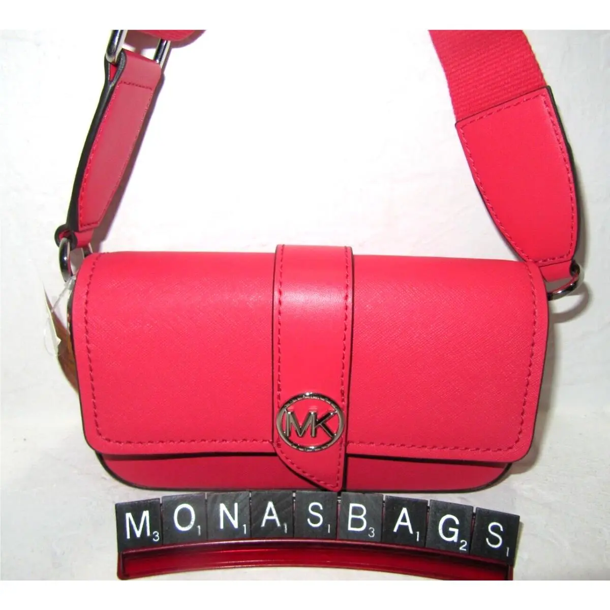Michael Kors Greenwich Small E W Sling Crossbody Geranium Leather