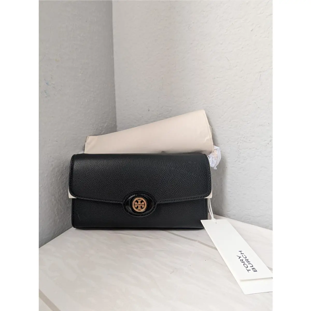 Tory Burch Robinson Pebbled Leather Crossbody In Black