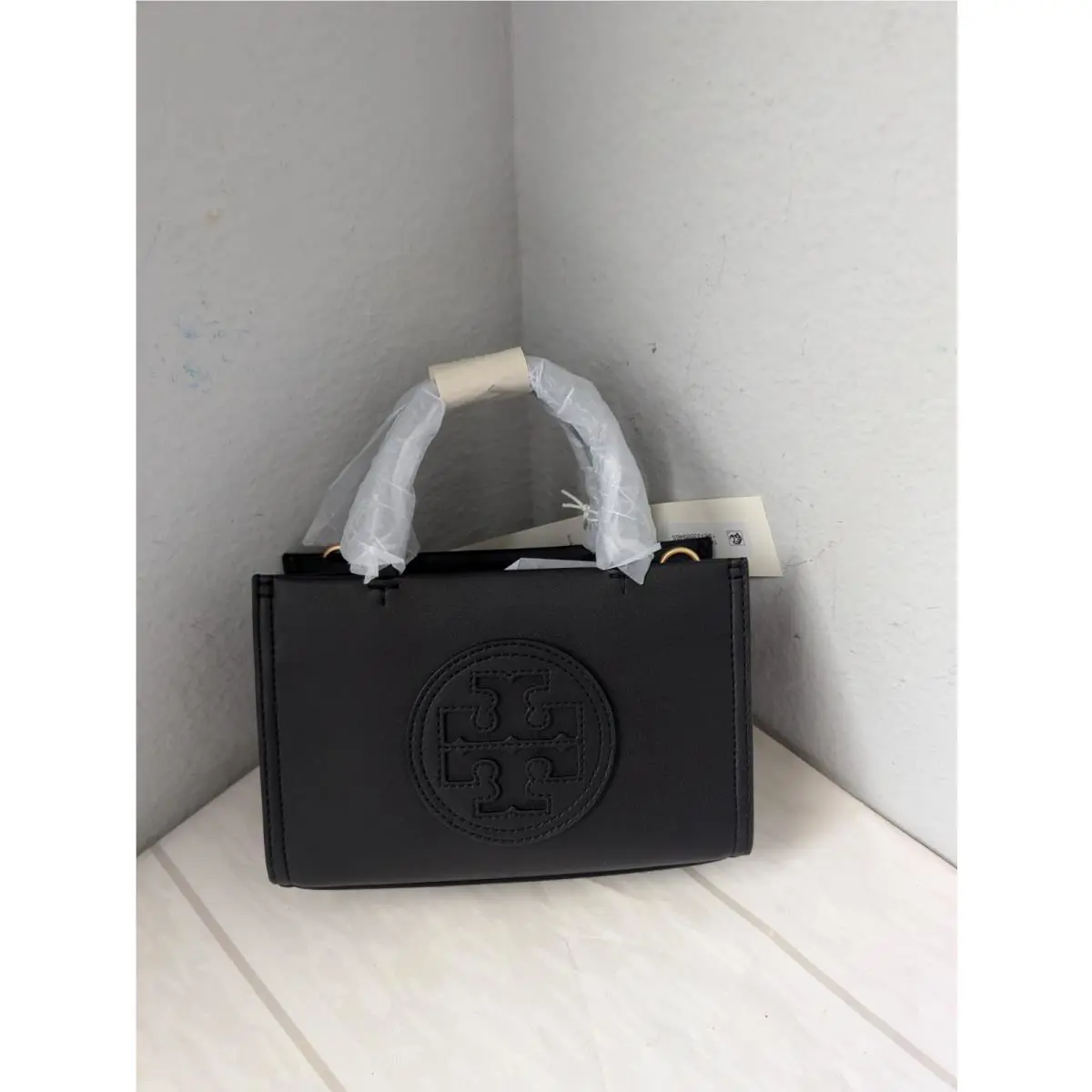 Tory Burch 145613 Ella Logo Bio Mini Tote Crossbody Bag In Black