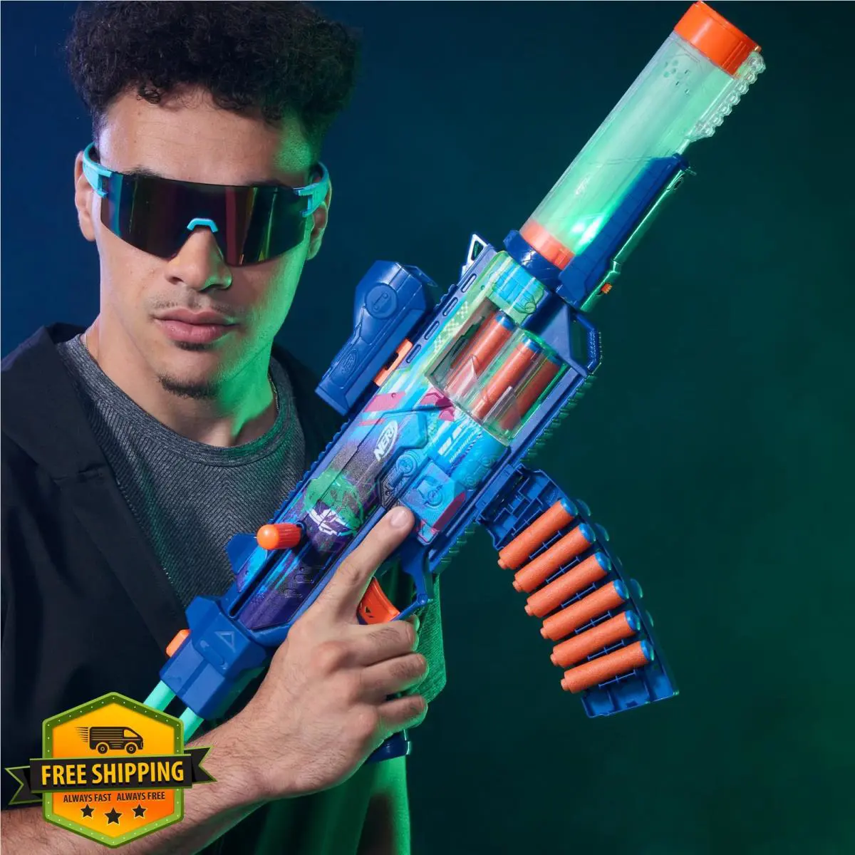 Nerf Cyberlight Ghost Blaster 4 Attachments 24 Darts Toy