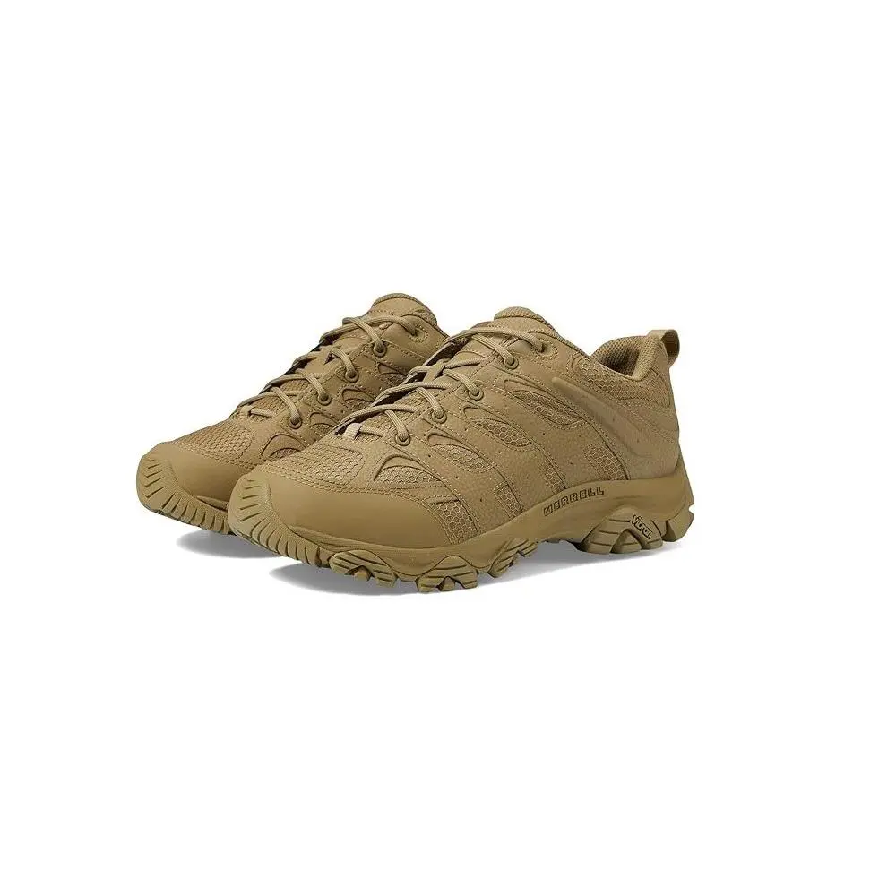 Merrell Men`s Moab 3 Low Tactical Waterproof Leather Work Shoes Size 14 Wide - Dark Coyote