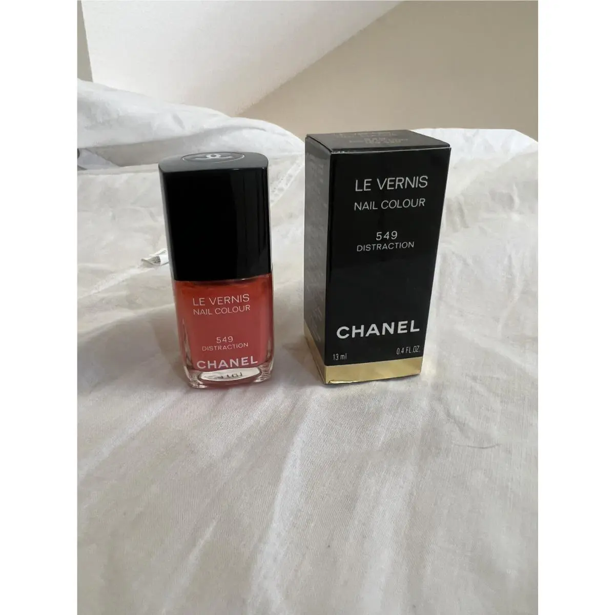 Chanel Vernis 549 Distraction Pink Orange Rose Nail Polish Long Wear Polish