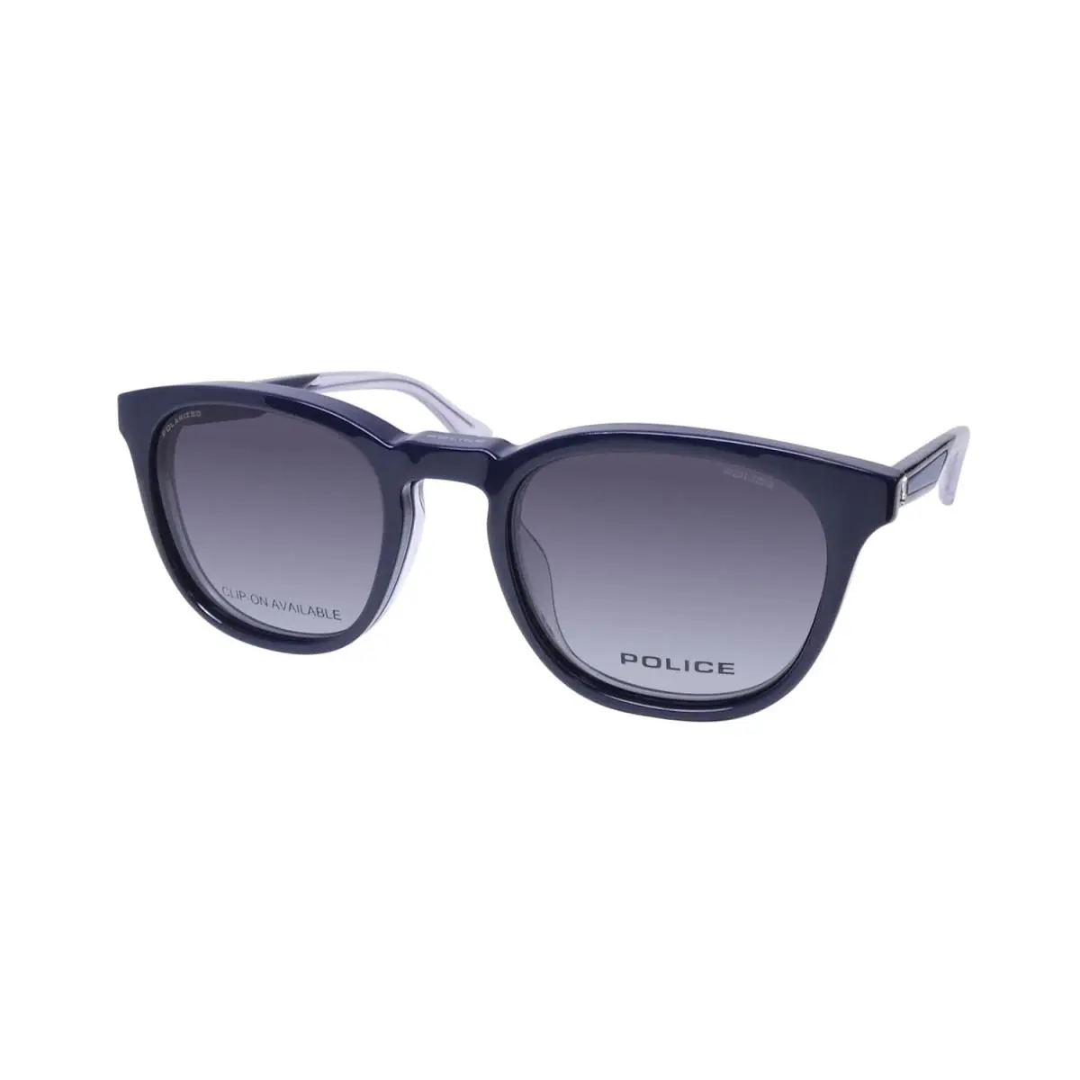 Police VPLF02 Groove 2 Clip-on Glasses 0P57 Mens Blue Square Sunglass