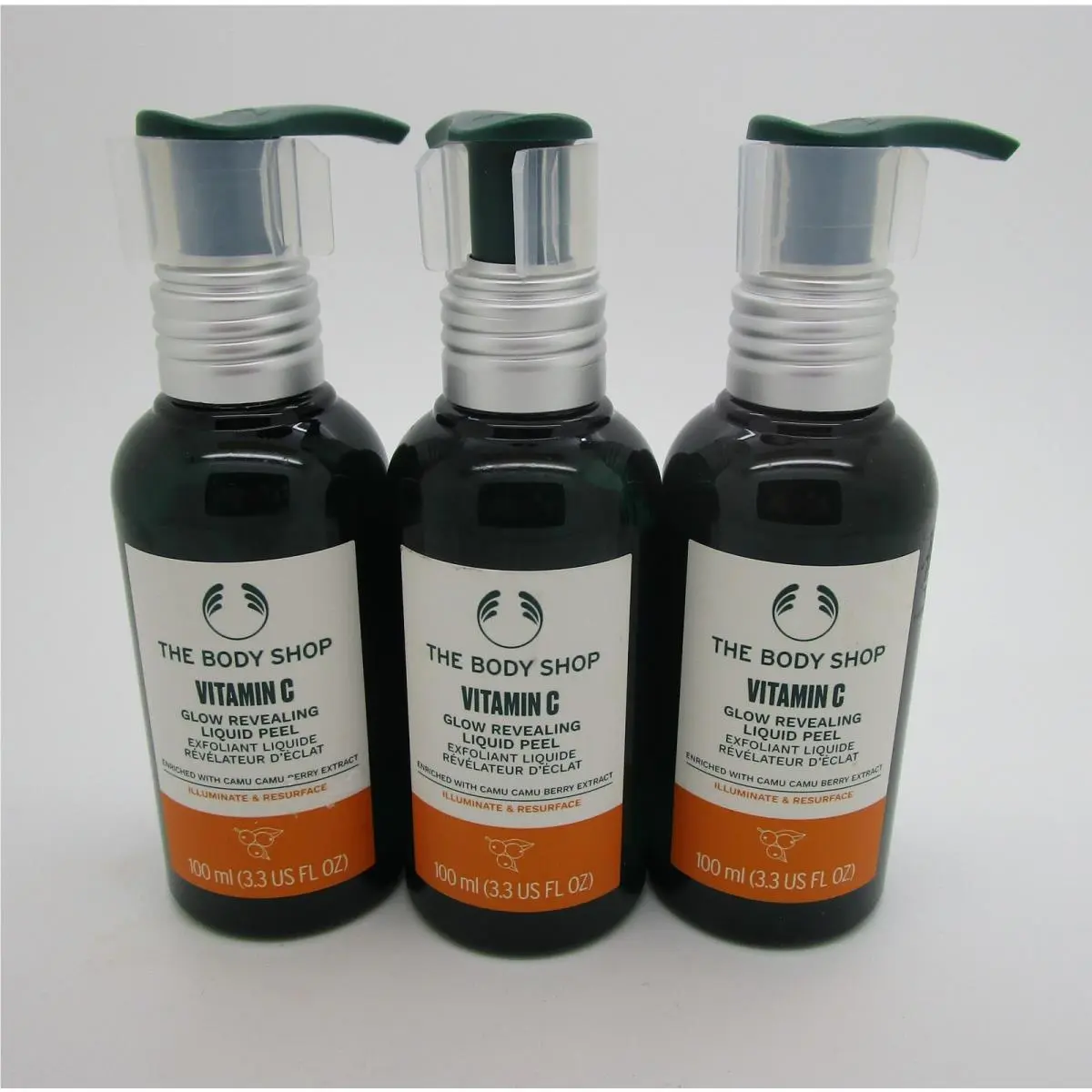 Lot of 3 The Body Shop Vitamin C Glow-revealing Liquid Peel 3.3 oz by THE BODY SHOP