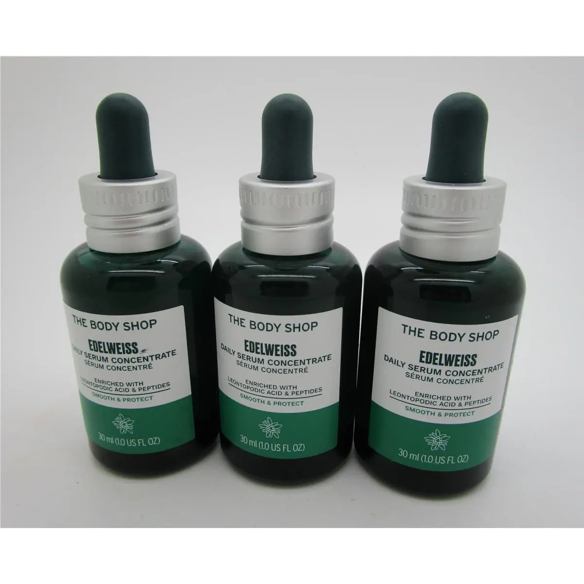 Lot of 3 The Body Shop Edelweiss Daily Serum Concentrate - 1.0 oz Each by THE BODY SHOP