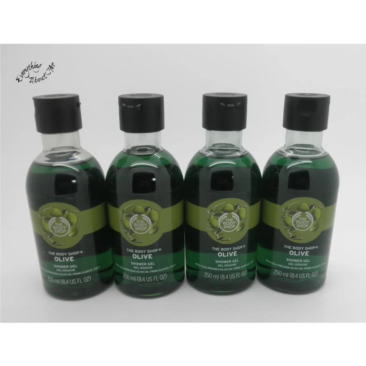 Lot of 4 The Body Shop Shower Gel Olive 8.4 oz Each - Full Size by THE BODY SHOP