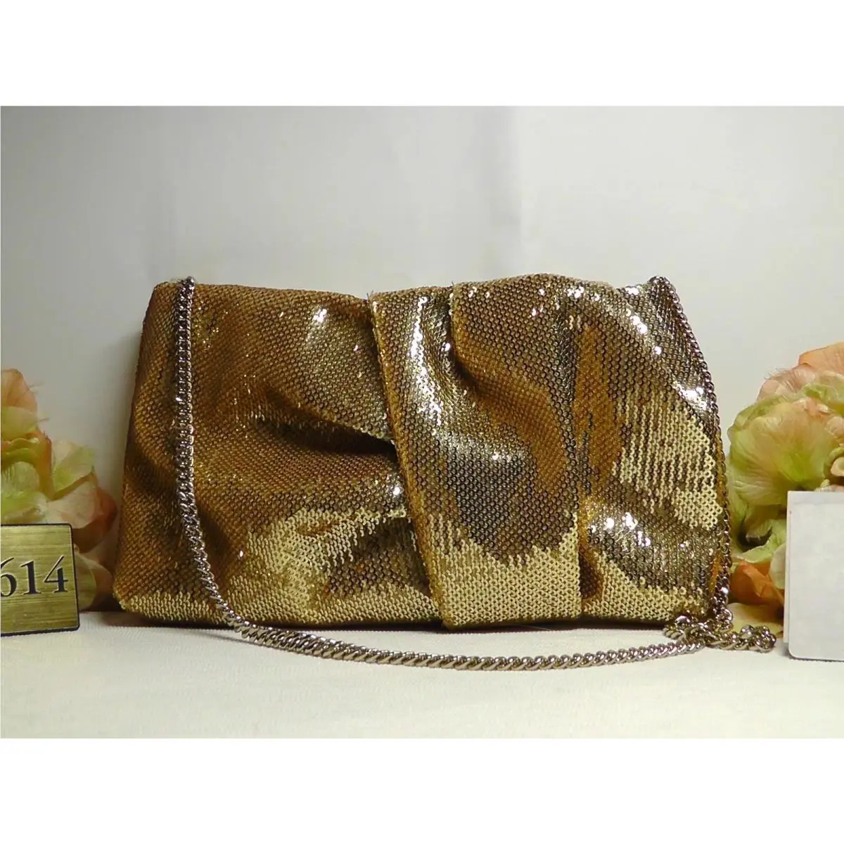 Jimmy Choo Bonny Gold Bonny Sequin Mini Clutch Shoulder Bag