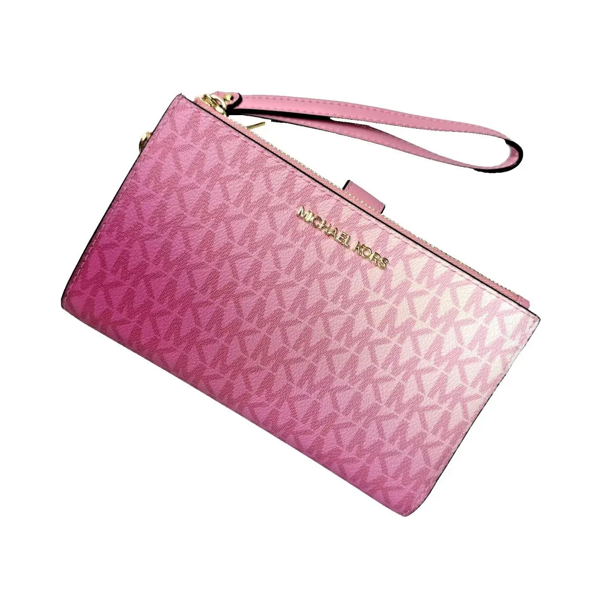 Michael Kors Jet Set Travel Large Doublezip Wristlet Wallet Carnation