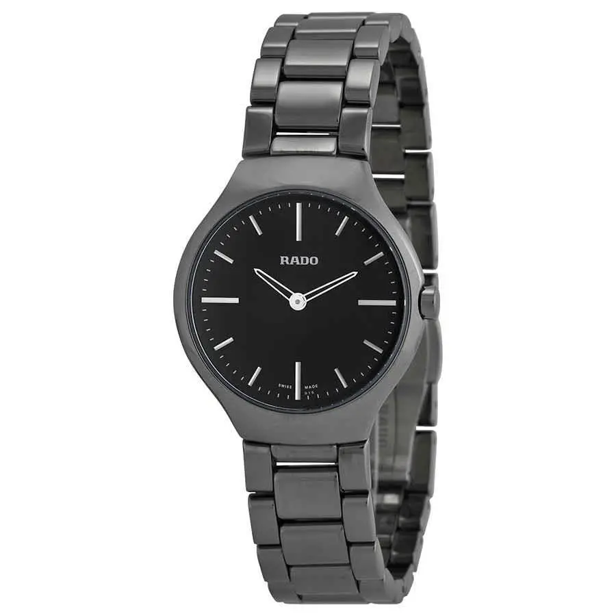 True Thinline Black Dial Gunmetal Ceramic Ladies Watch R27956152 by Rado