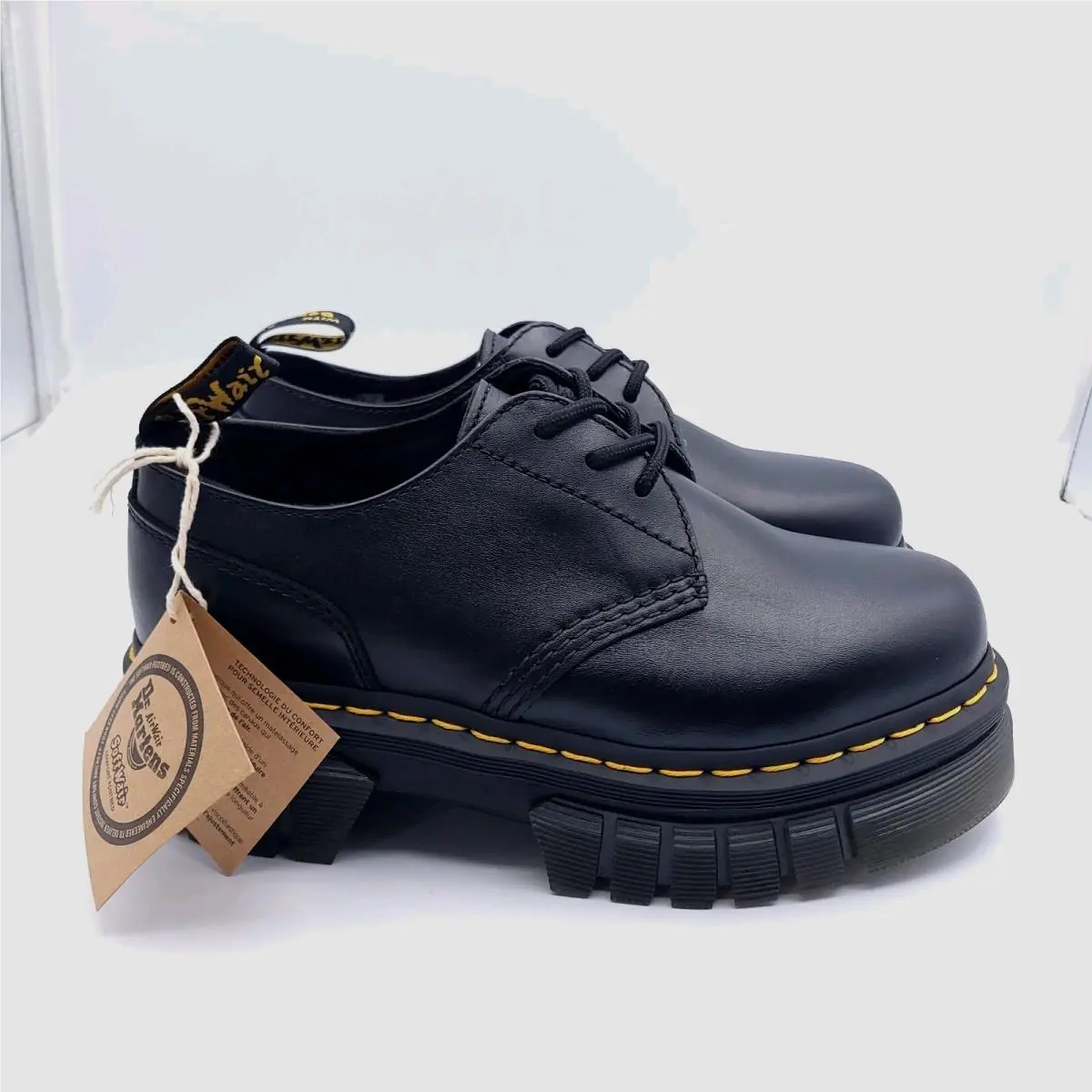Dr Martens Audrick 3-Eye Chunky Shoe Womens 8 EU 39 Black Nappa Lux - 27147001 by Dr. Martens