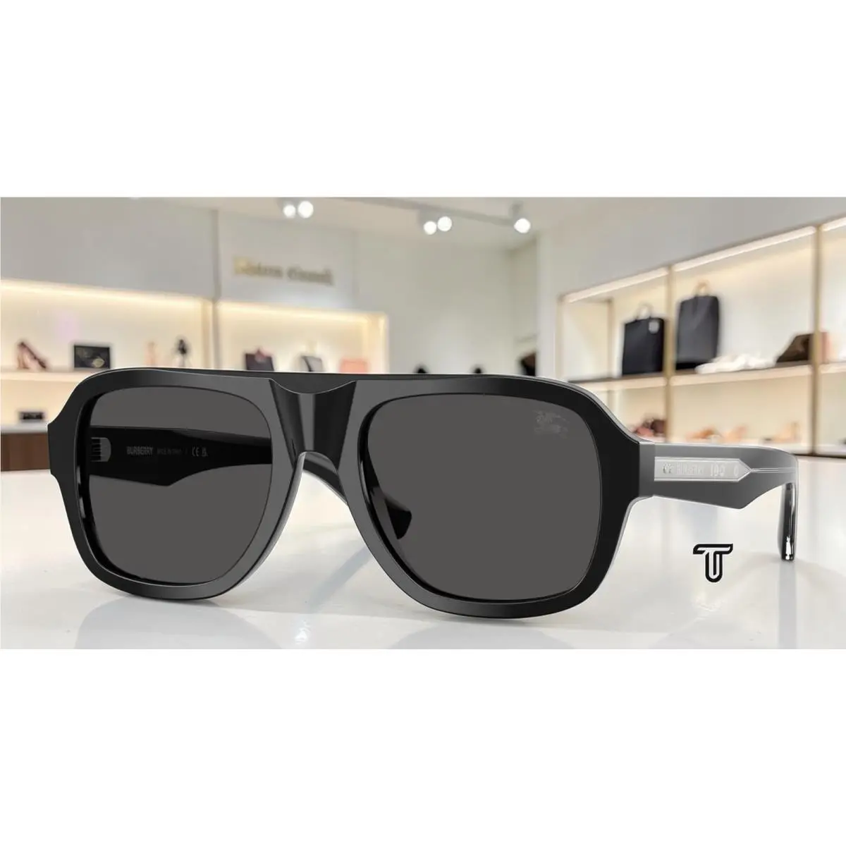 Burberry BE4478 420687 Black Dark Grey 55 mm Men`s Sunglasses