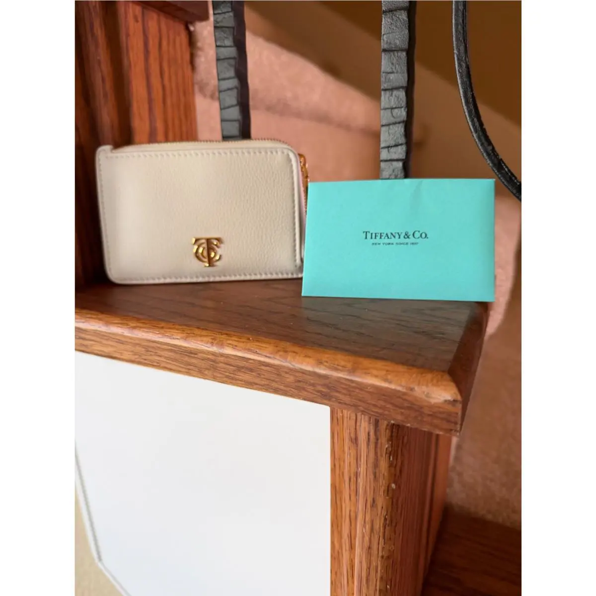 Tiffany Co. White Card Holder with Gold Accent