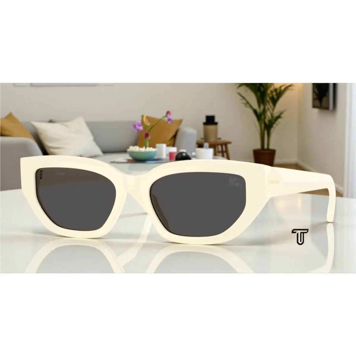Burberry BE4463D 415887 White Dark Grey 54 mm Women`s Sunglasses