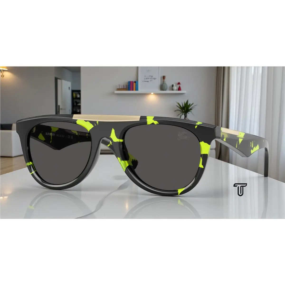 Burberry BE4452U 412487 Green Havana Dark Grey 53 mm Men`s Sunglasses