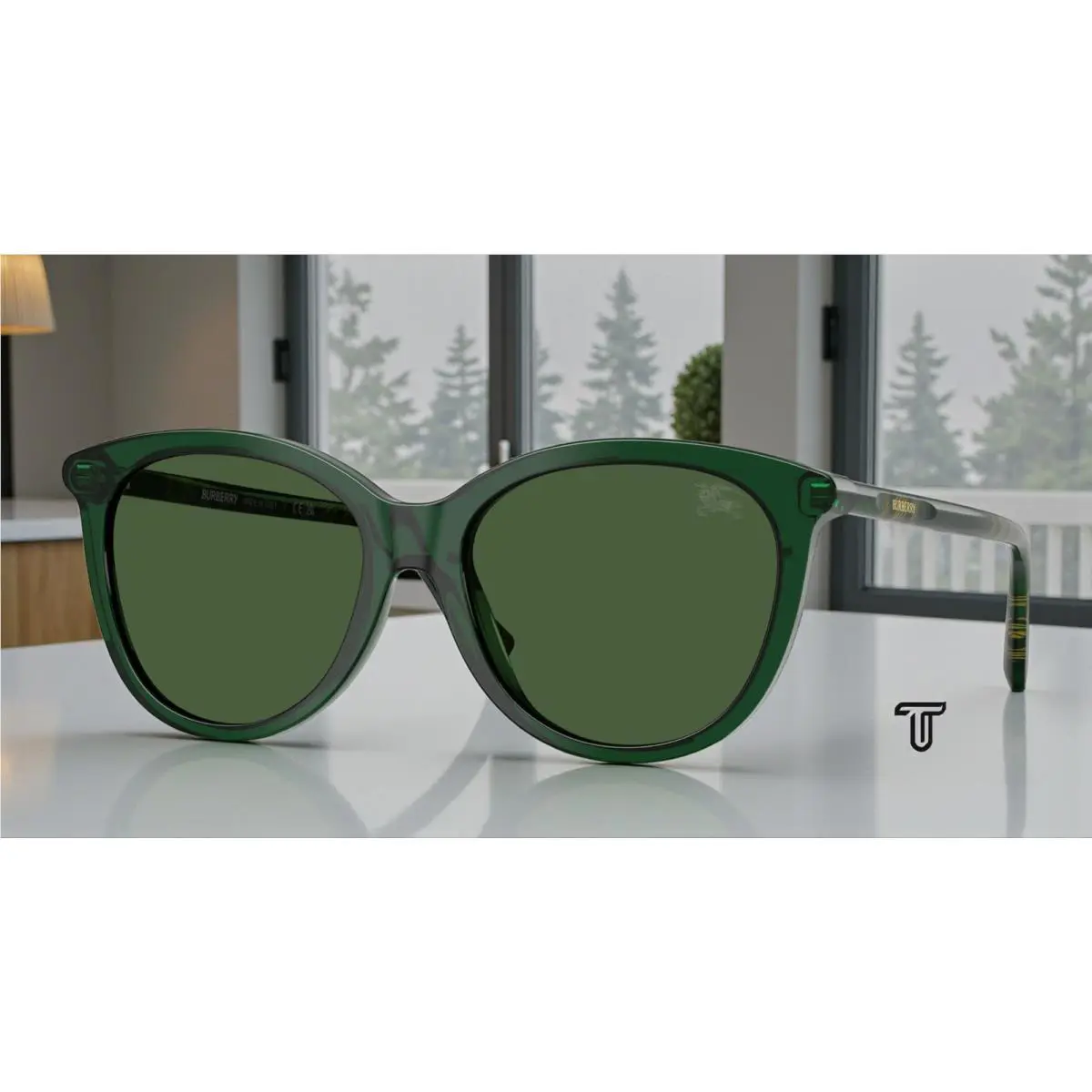 Burberry BE4455 416271 Green Dark Green 55 mm Women`s Sunglasses
