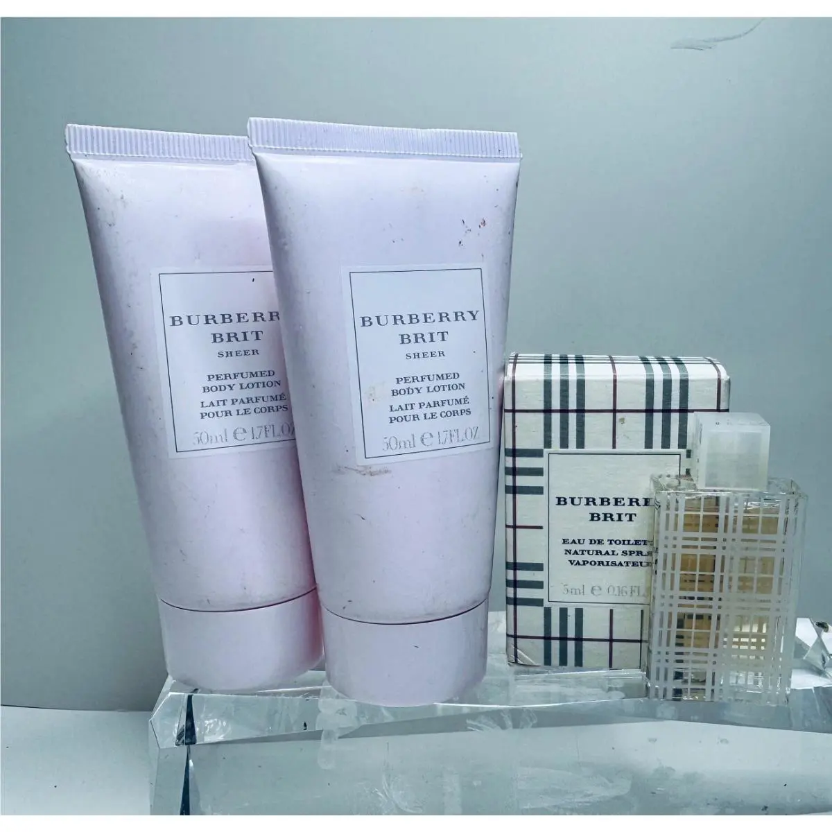 2 Pcs Burberry Brit Body Lotion 1.6 oz 50 ml + 1 +small Mini Edt s 5ml