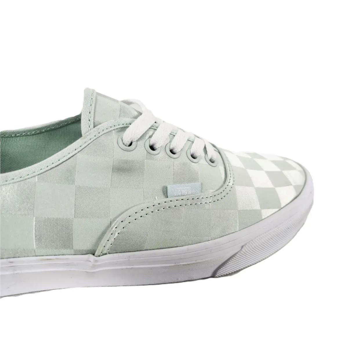 Vans shoes - Vans Authentic Sneaker Spa Blue Checkerboard Satin Sneaker - VN000D6G887 - Green - Pastel/Seafoam/Mint 9
