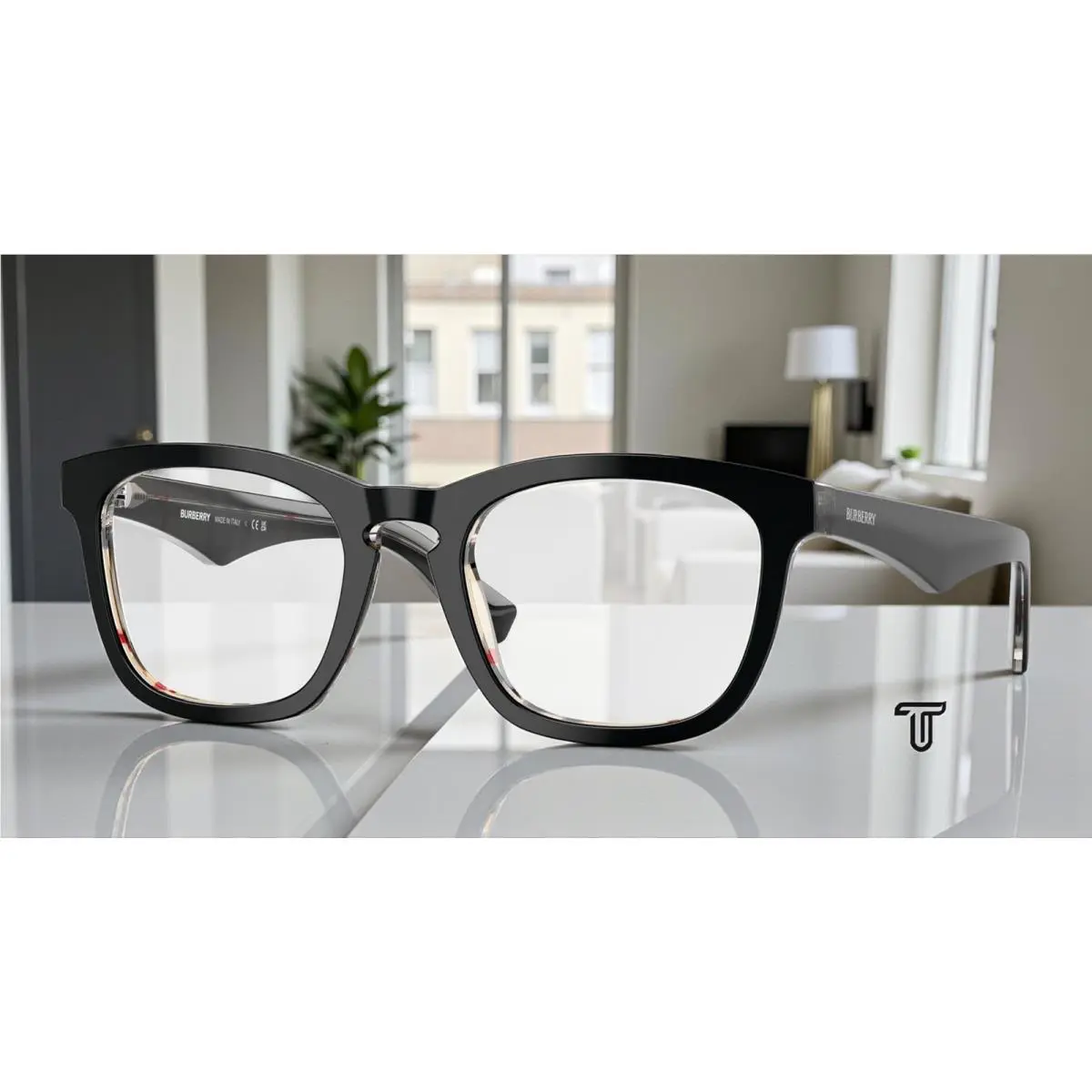 Burberry BE2417F 4121 Top Black Vintage Check Demo Lens 53 mm Men`s Eyeglasses