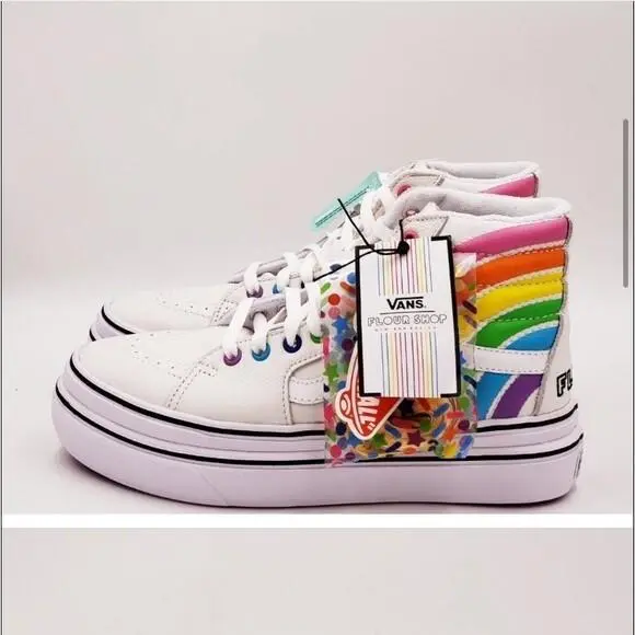Vans shoes - VANS Sk8-Hi - RAINBOW FLOUR SHOP - White 4