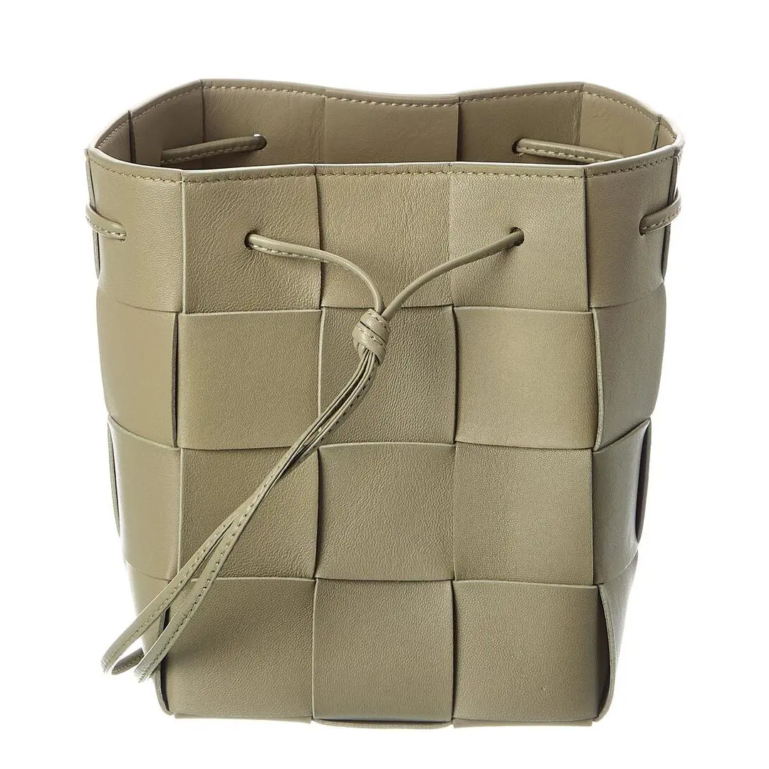 Bottega Veneta Cassette Intrecciato Leather Bucket Bag Women`s Green