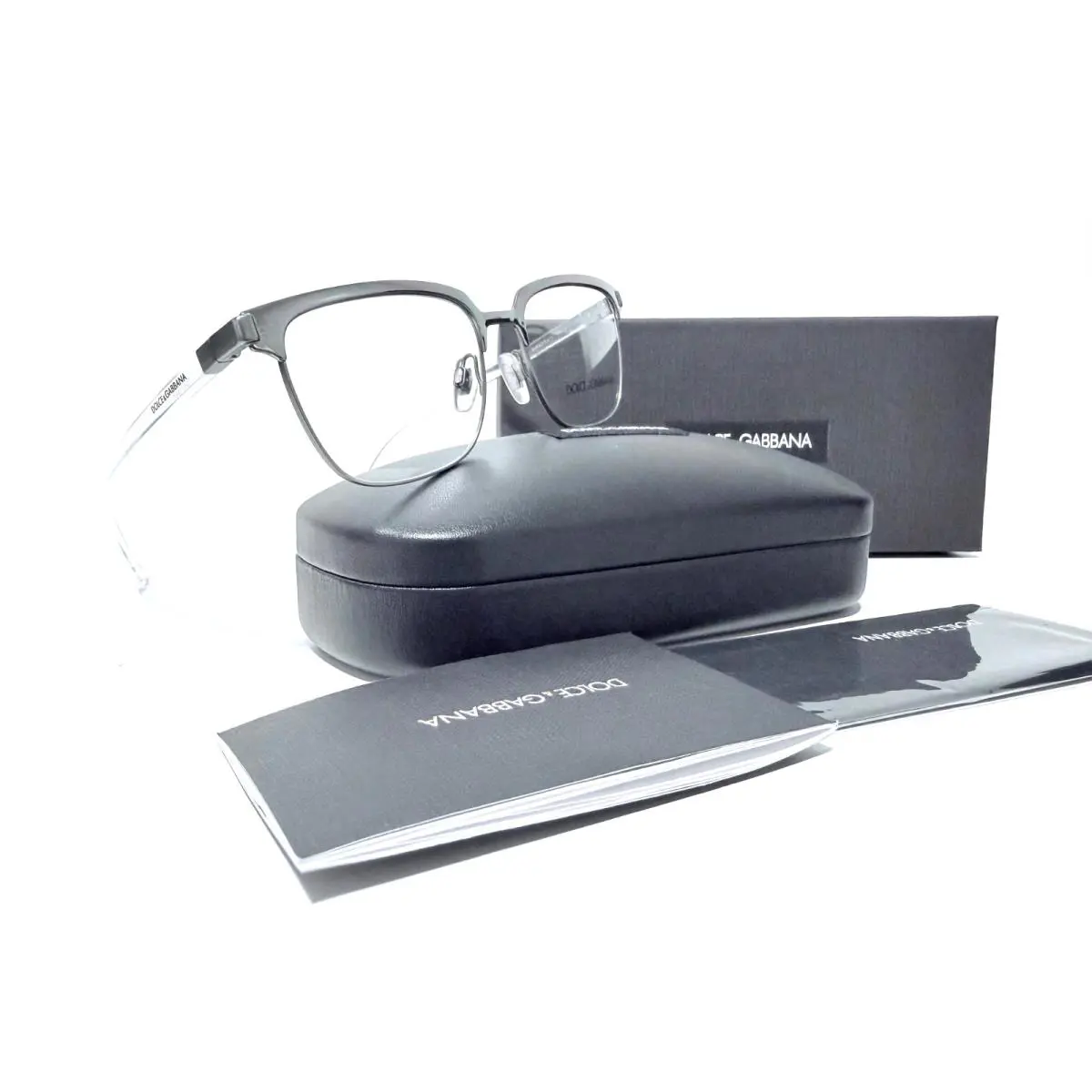 Dolce Dolce & Gabbana DG 1302 04 Gabbana DG 1302 04 Gunmetal Silver Clear Eyeglasses 53-17-140 MM Italy