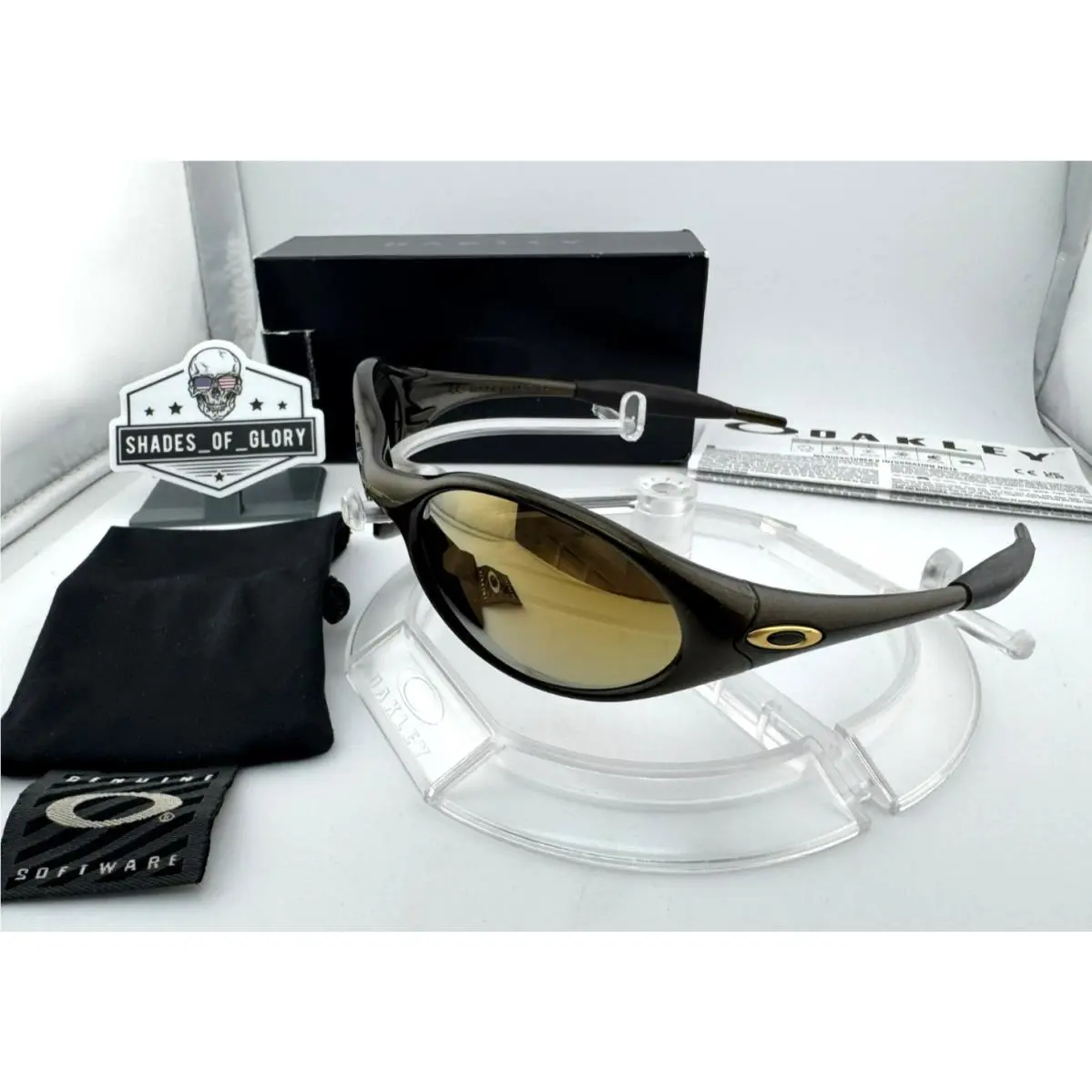 Eye Jacket Black Gold Metallic W/ Gold Iridium Sunglasses 04-302 Rare by Oakley