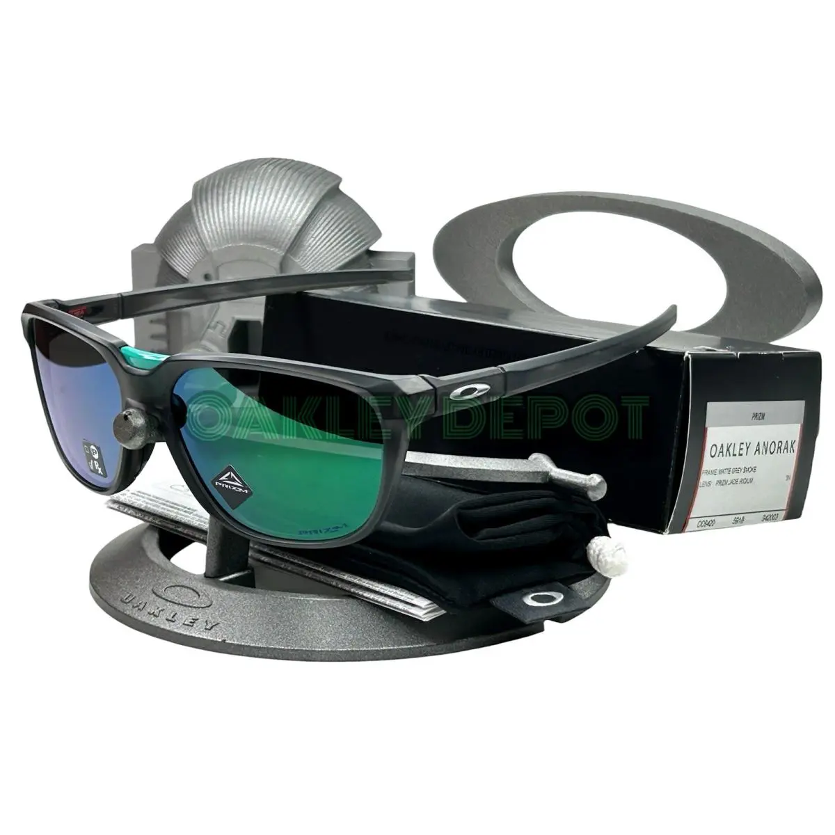Anorak 009420 Matte Grey Smoke/prizm Jade Iridium Sunglasses 85 by Oakley