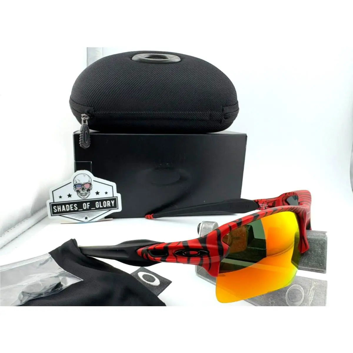 Flak 2.0 XL Red Tiger Stripe Ruby Polarized Galaxy Aftermarket Sunglasses by Oakley