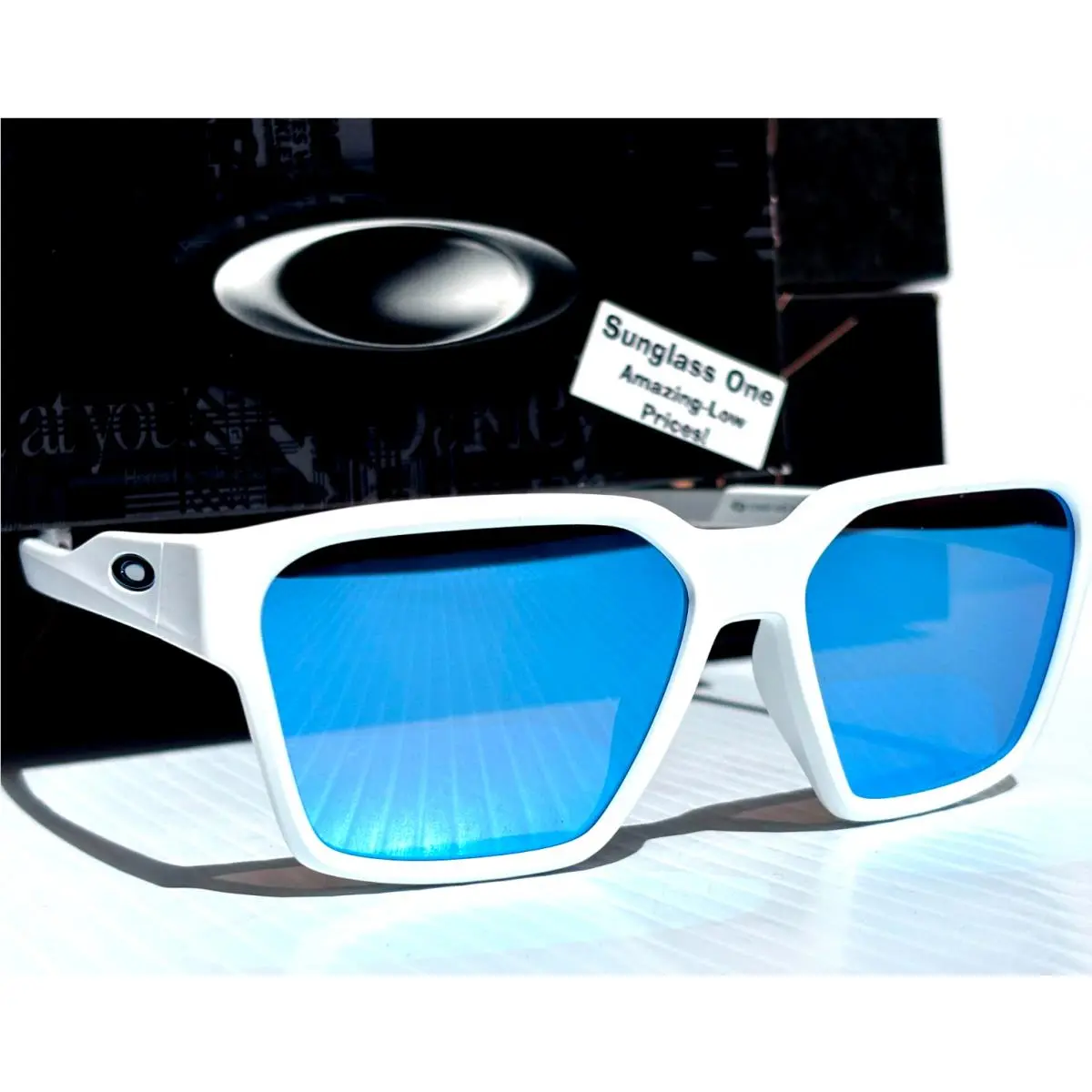 Oakley Briza Matte White Polarized Prizm Deep Water Blue Lens Sunglass 9497-04