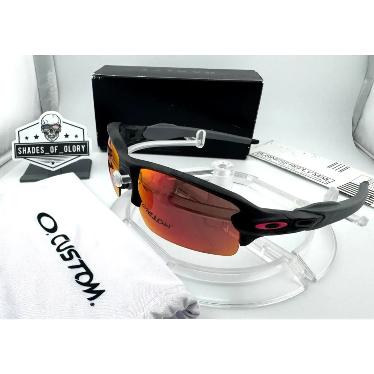 Flak 2.0 Custom Matte Black Grey Camo Prizm Field Iridium Pink Sunglasses by Oakley