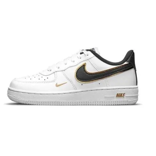 Little Kid`s Nike Air Force 1 LV8 White/black-metallic Gold DM3386 100 - White/Black-Metallic Gold