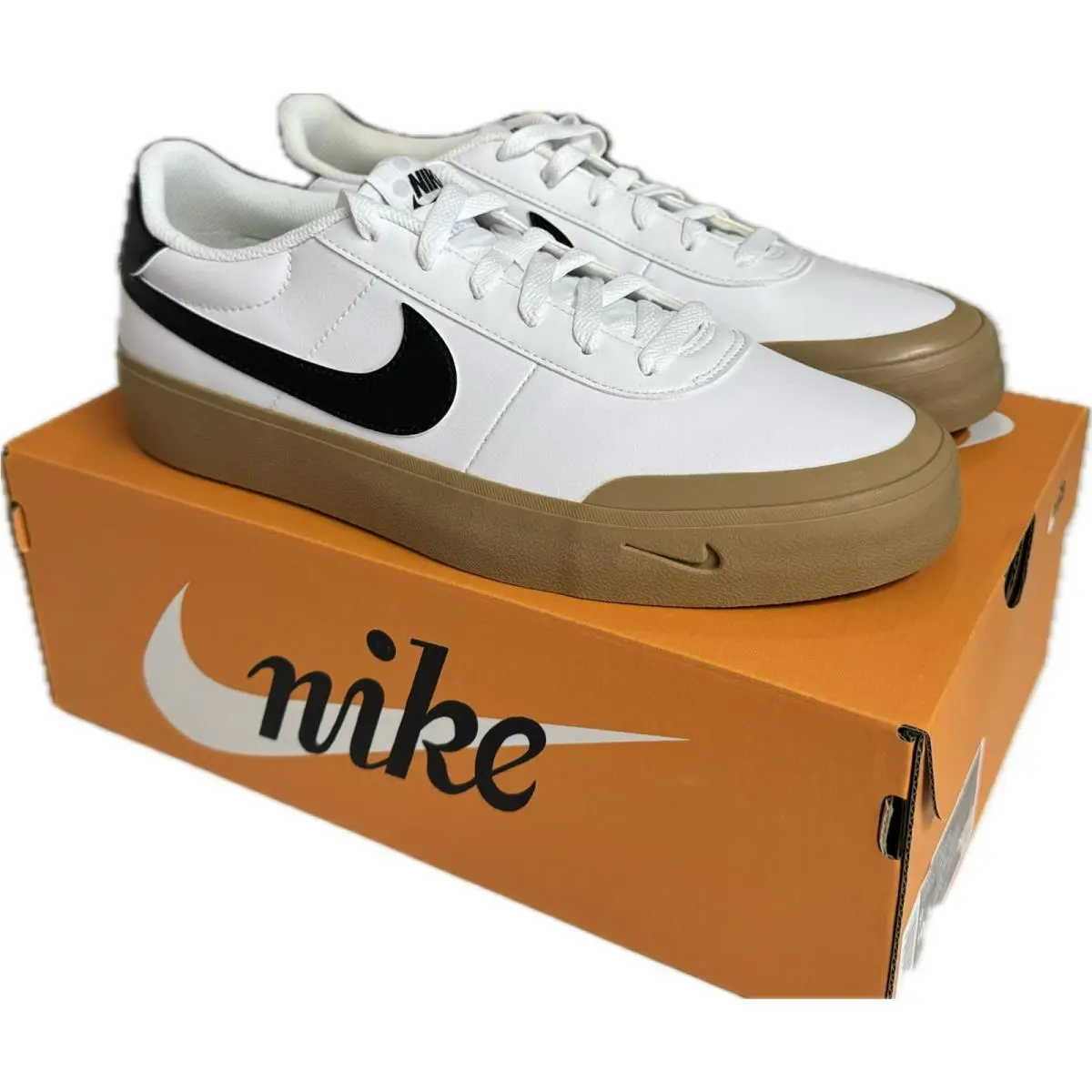Nike shoes - Nike Court shot - Court shot - FQ8146 112 - White/Black-Gum Light Brown 6