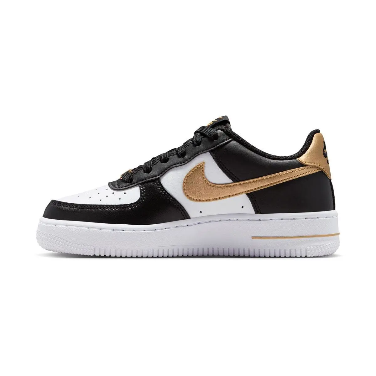 Grade School Nike Air Force 1_Black/Metallic Gold-Black-WhiteCT3839-009 - BLACK/METALLIC GOLD-BLACK-WHITE