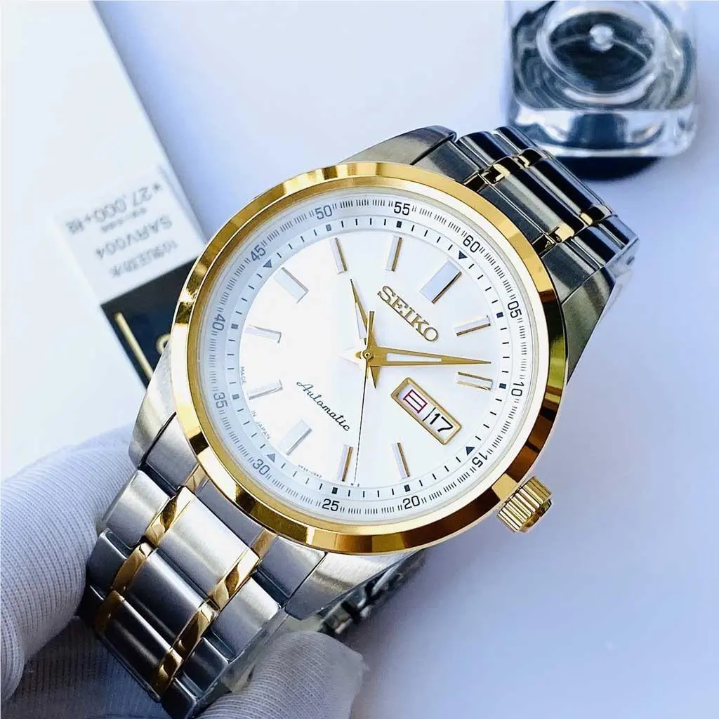 Seiko Automatic White Dial Date Day Indicator Men`s Watch SARV004