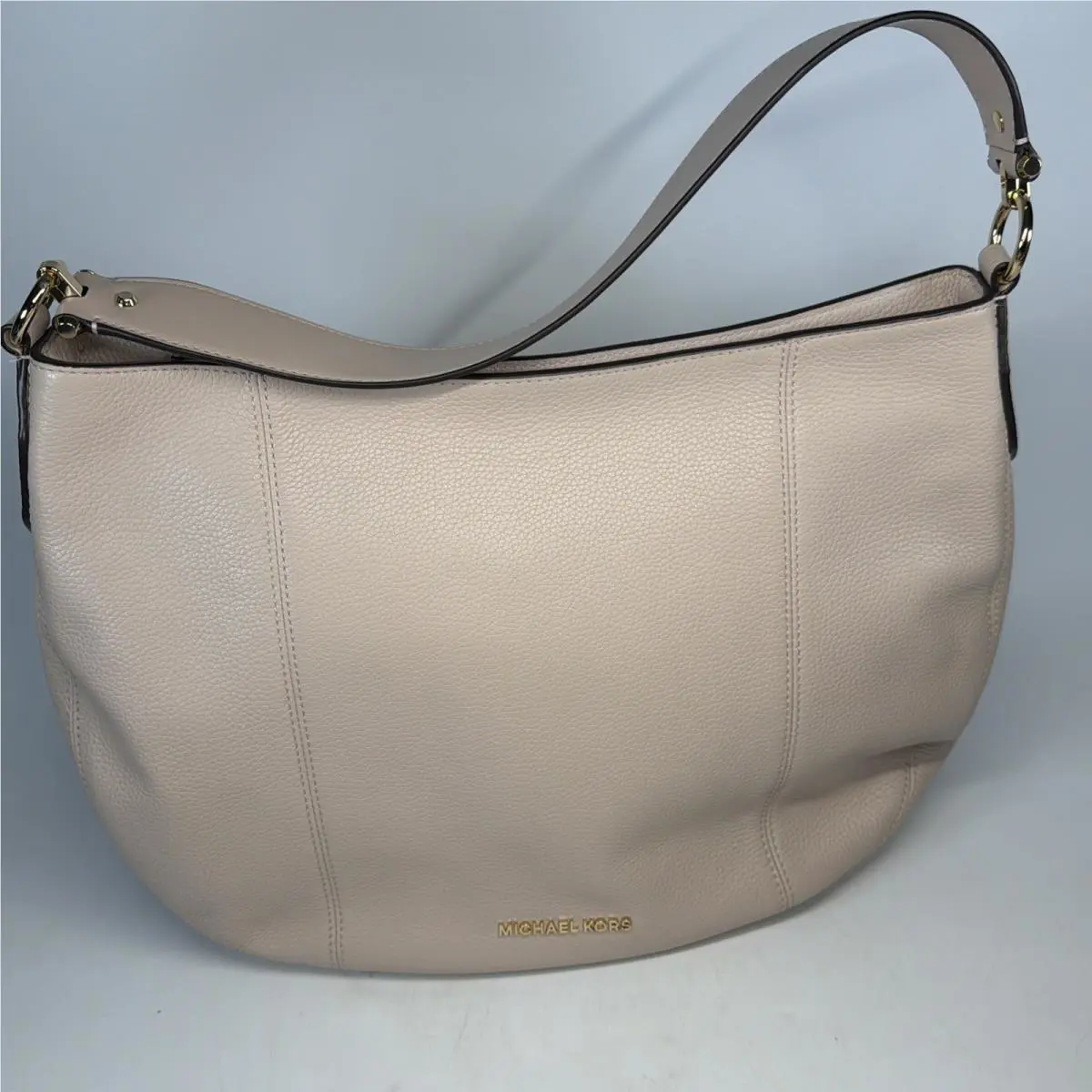 Michael Kors Soft Pink Pebbled Leather Large Brooke Hobo Shoulder Purse Bag