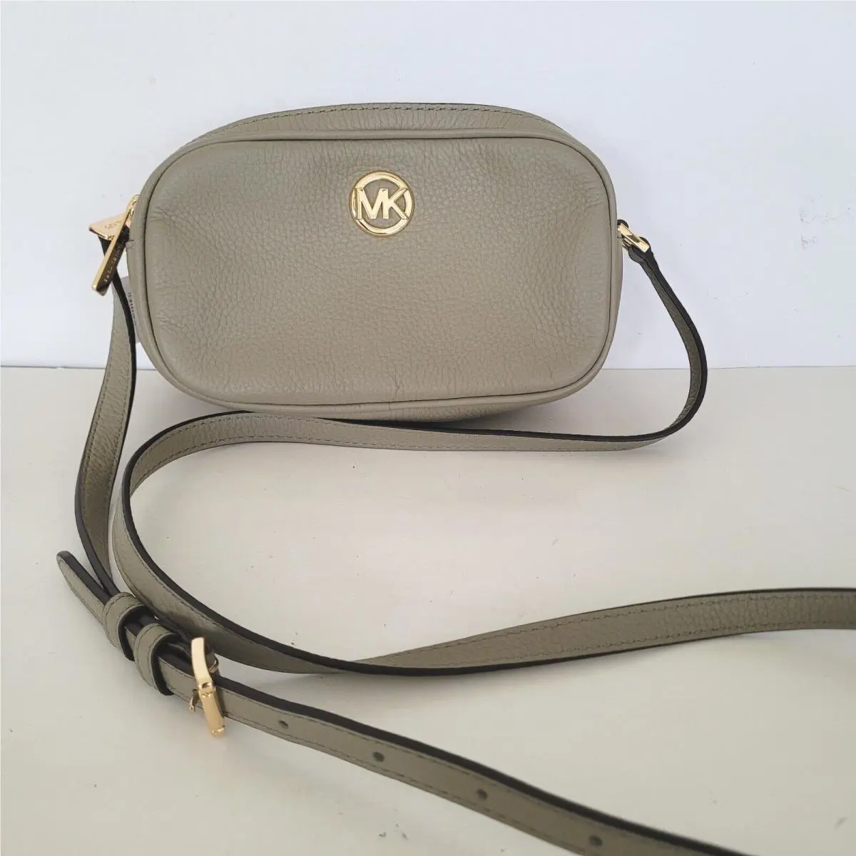 Michael Kors Double Zip Crossbody Dusty Sage Shoulder Bag Purse Small Camera