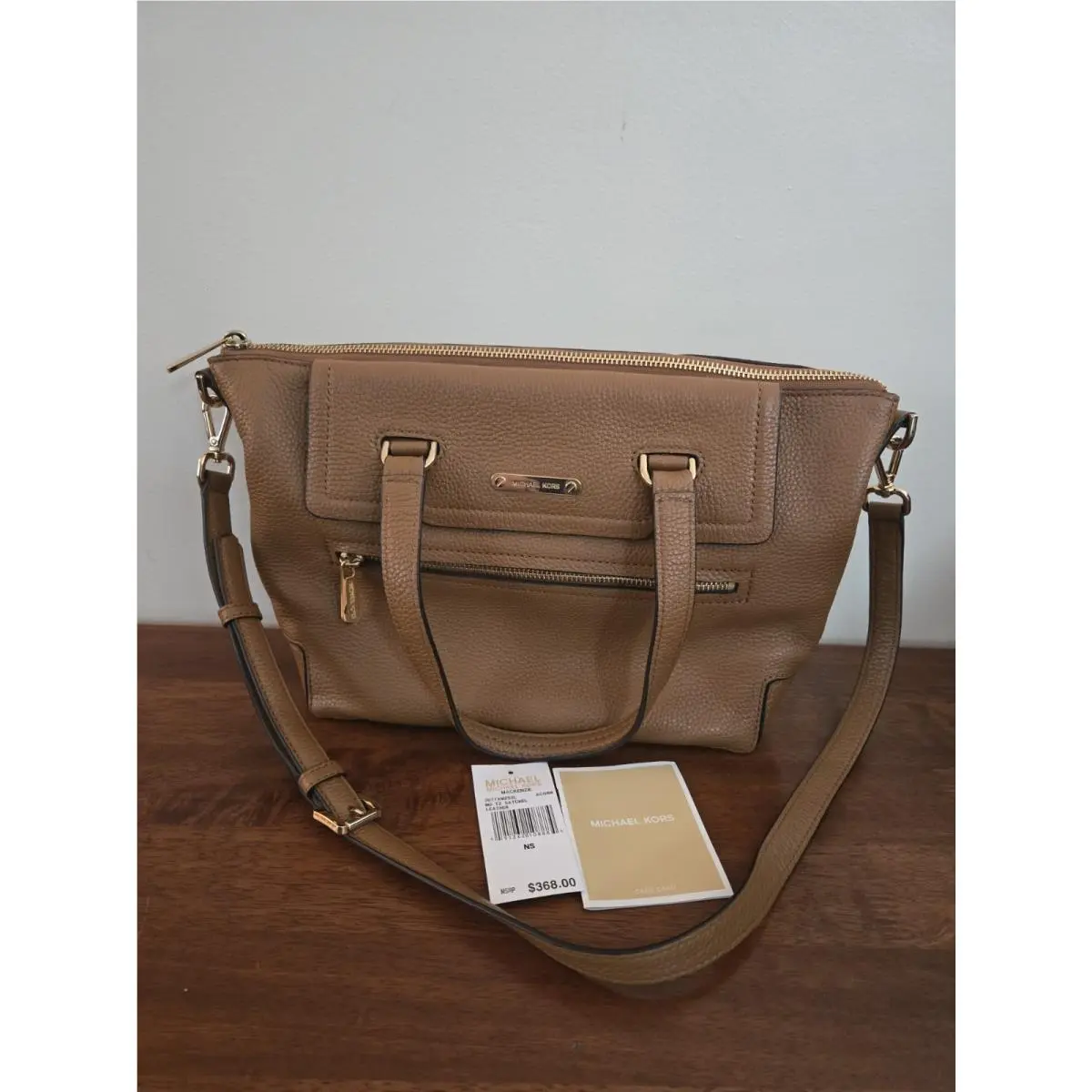 Michael Kors Medium Mackenzie Acorn Brown Leather Crossbody Satchel Bag W/tags