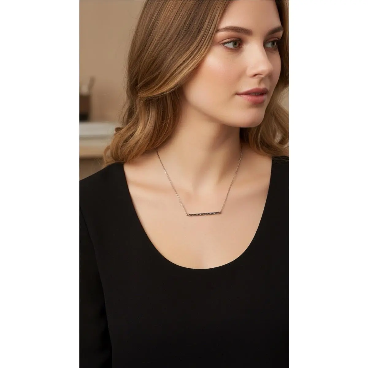 Michael Kors Brillance Rose Gold Tone Bar Necklace d14