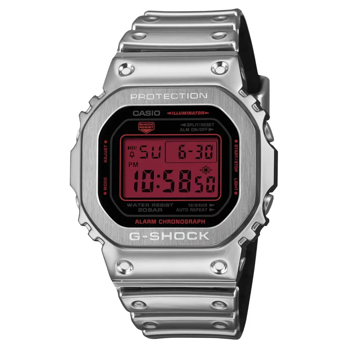 Casio G-shock 5600 Series Digital Red Dial Resin Band Watch GM5600YRA-8