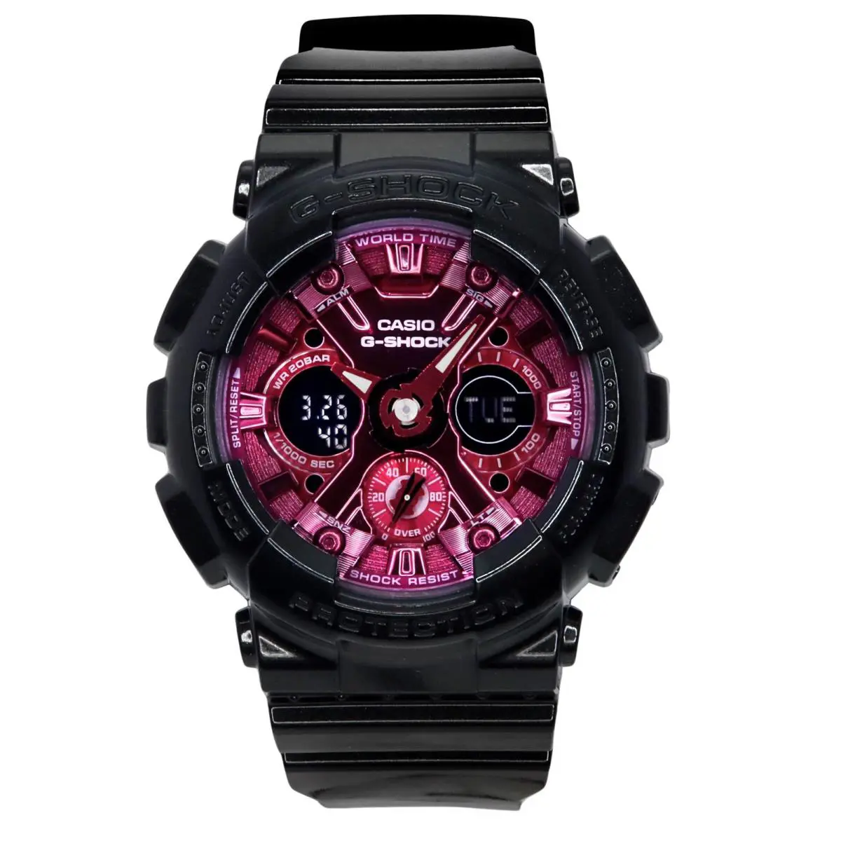 G-shock Burgundy Dial Quartz Sports 200M Ladies Watch GMA-S120RB-1A by Casio