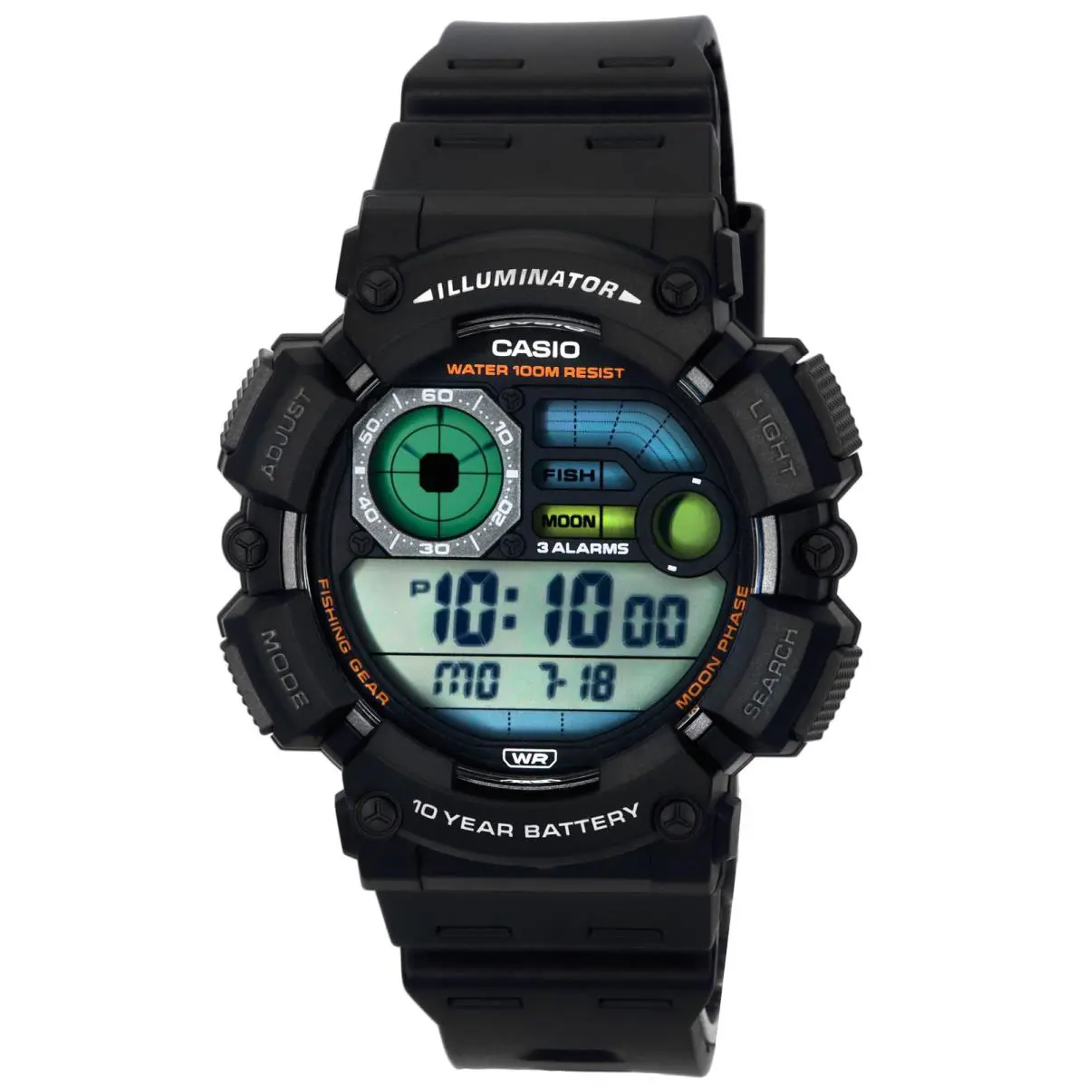 Casio Fishing Gear Line Digital Quartz Black Dial WS-1500H-1A 100M Men`s Watch